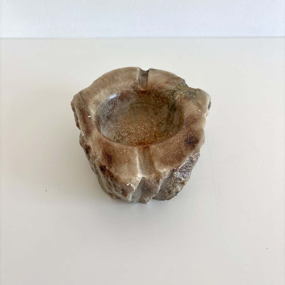 Vintage Mid-Century Live Edge Alabaster Stone Ashtray